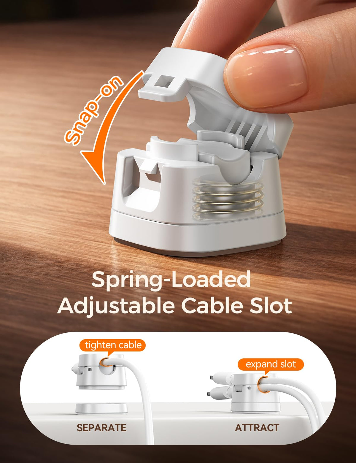 JOYROOM universal 8 mm slot fits multiple cables at once.