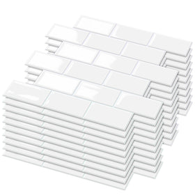Joysticky crystal-texture backsplash tile with laser lines enhances light reflections.