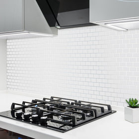 Joysticky kitchen and bathroom backsplash adds stylish, practical coverage.
