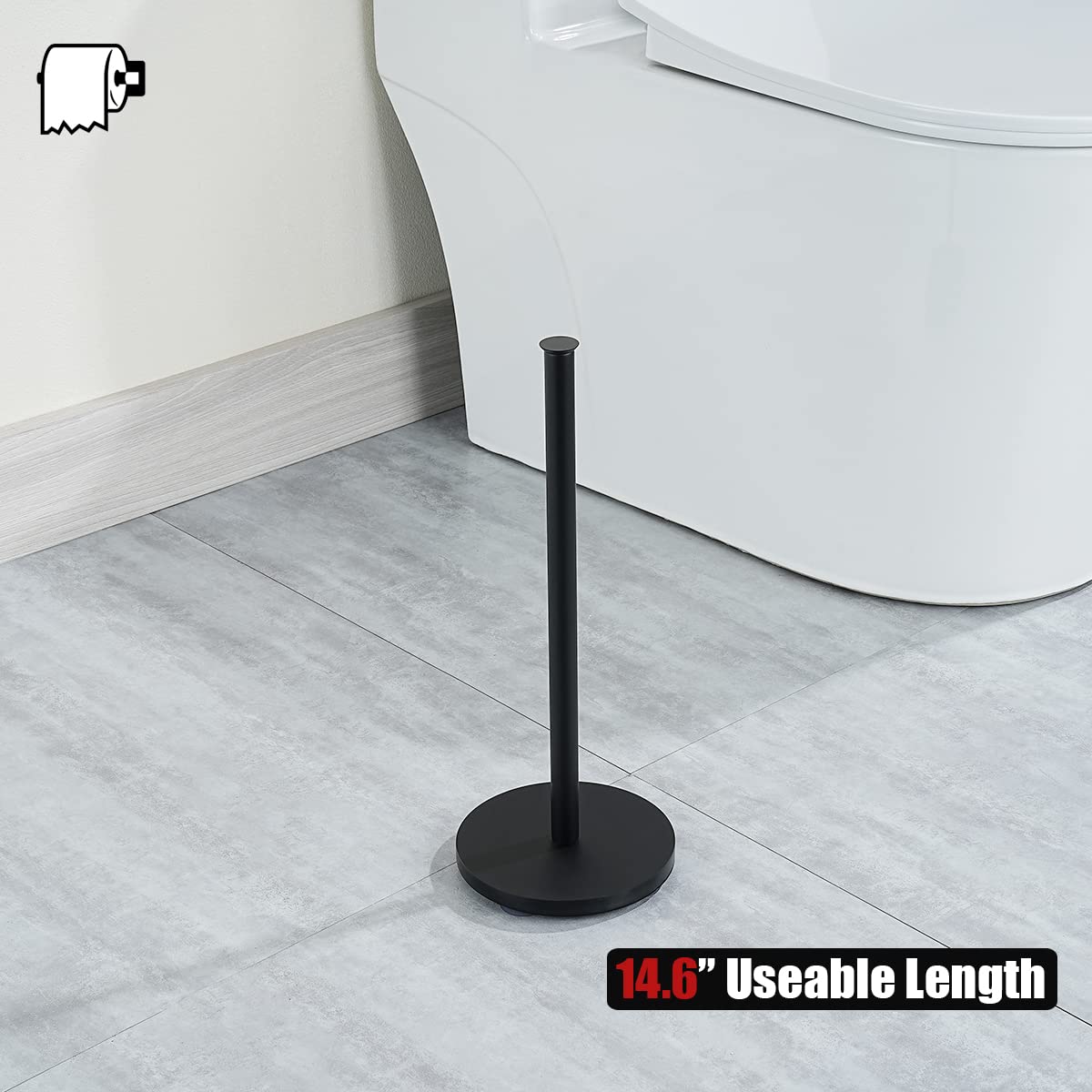 JQK toilet paper organizer holds up to 3 rolls for convenience.