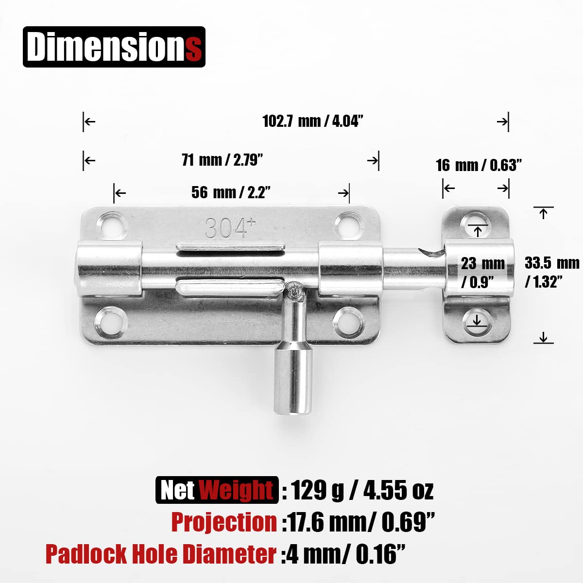 JQK 304 stainless steel slide bolt demonstrates strength for daily door security.