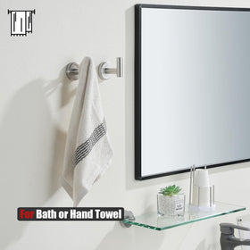 JQK champagne bronze towel hooks pair adds versatile wall storage.