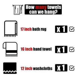 JQK towel bar mounted on wall saves counter space.