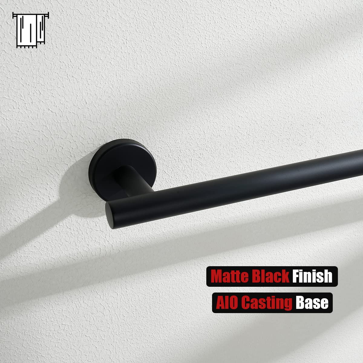 JQK black towel bar supports 1 bath towel or 2 hand towels for flexible use