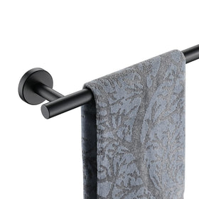 JQK black towel bar 27-inch front view highlights sturdy matte finish for efficient drying