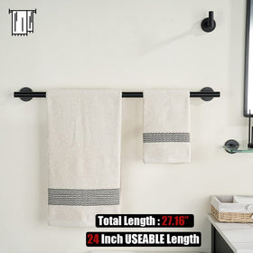 JQK black towel bar post detail emphasizes solid 0.8mm tube for durability