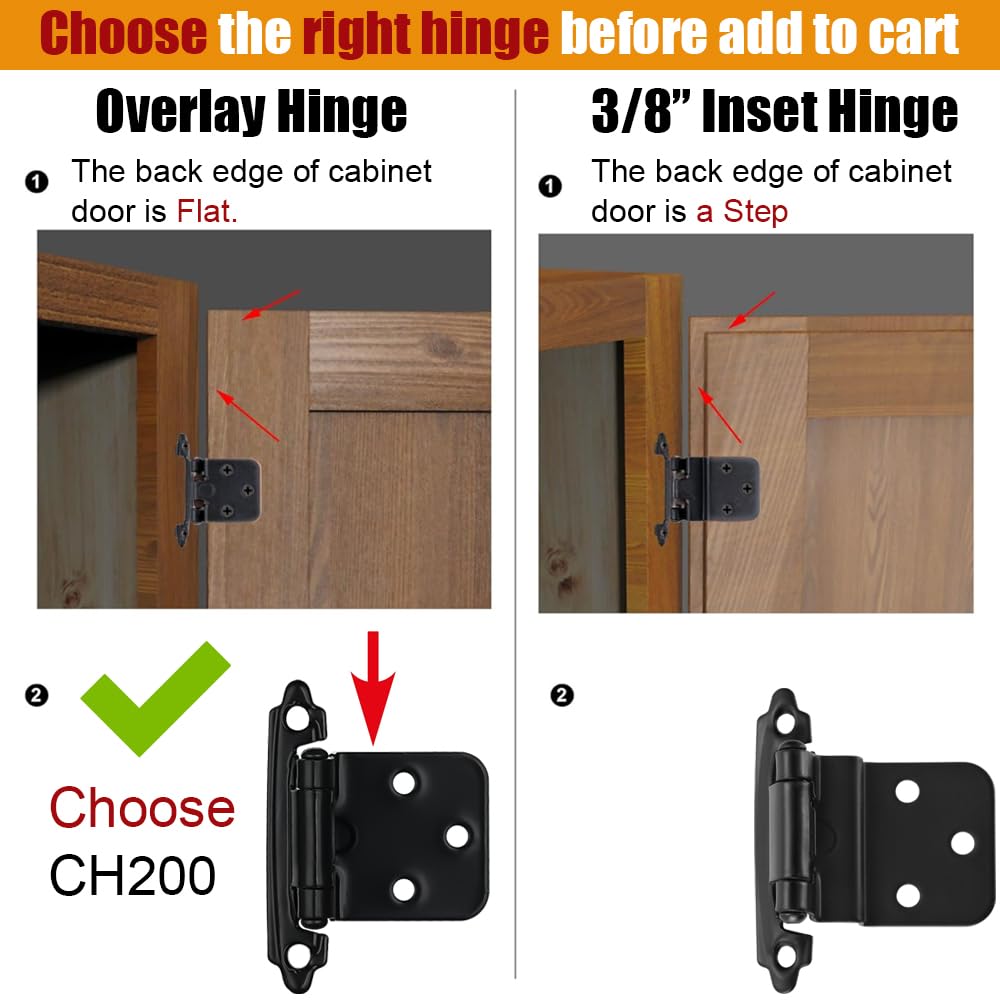 JQK CH200-BK-P20 flush face mount for clean, modern cabinetry