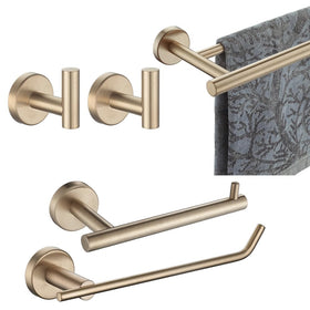 JQK champagne bronze 24-inch towel bar mounted in a modern bathroom