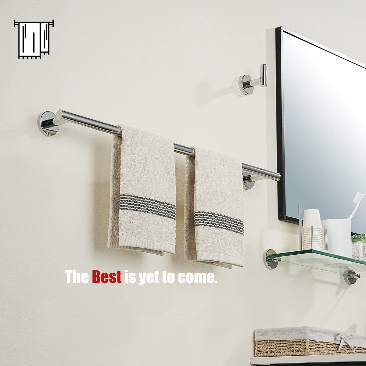 Detail of sturdy 2mm posts on JQK chrome towel bar