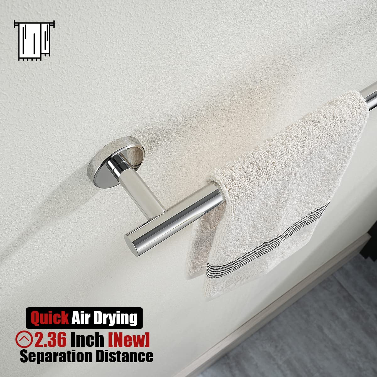 Hardware kit included for JQK towel bar installation