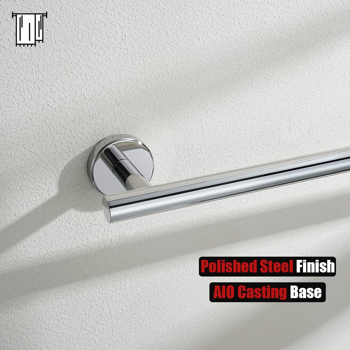 Polished chrome finish on JQK towel bar