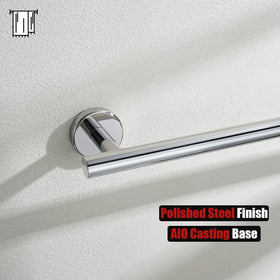 Polished chrome finish on JQK towel bar