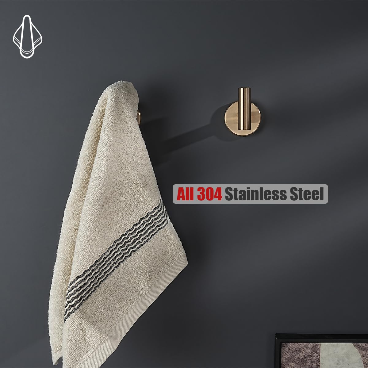 JQK square-bracket towel-hook conceals screws for a clean look