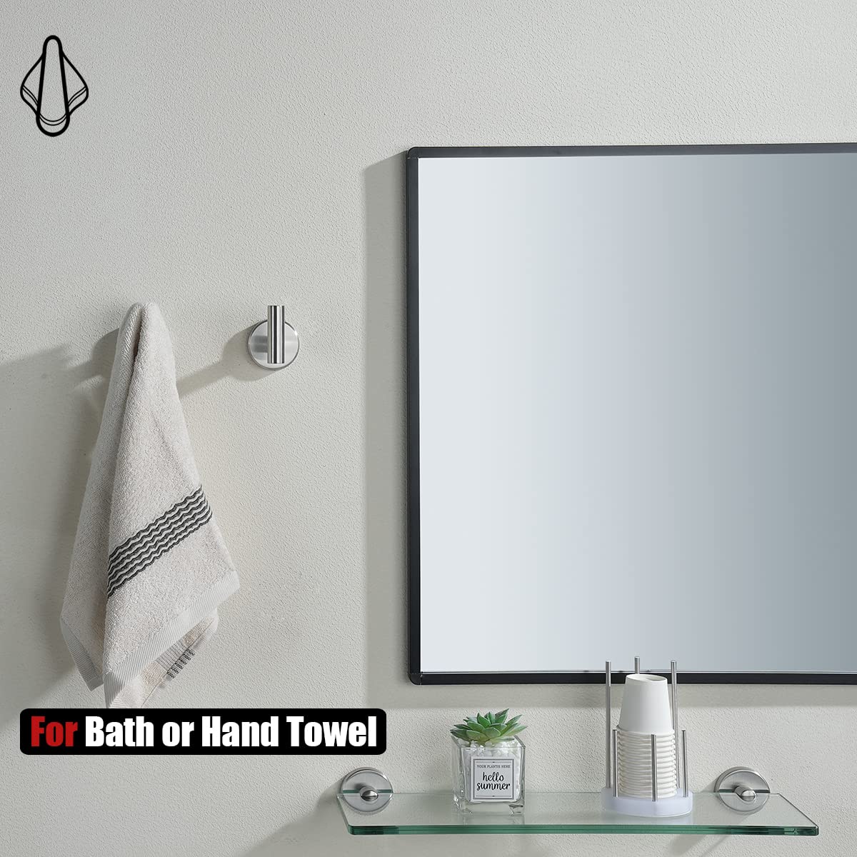 JQK TH100-BN-P2 mini-type towel hook ideal for tight spaces above sink