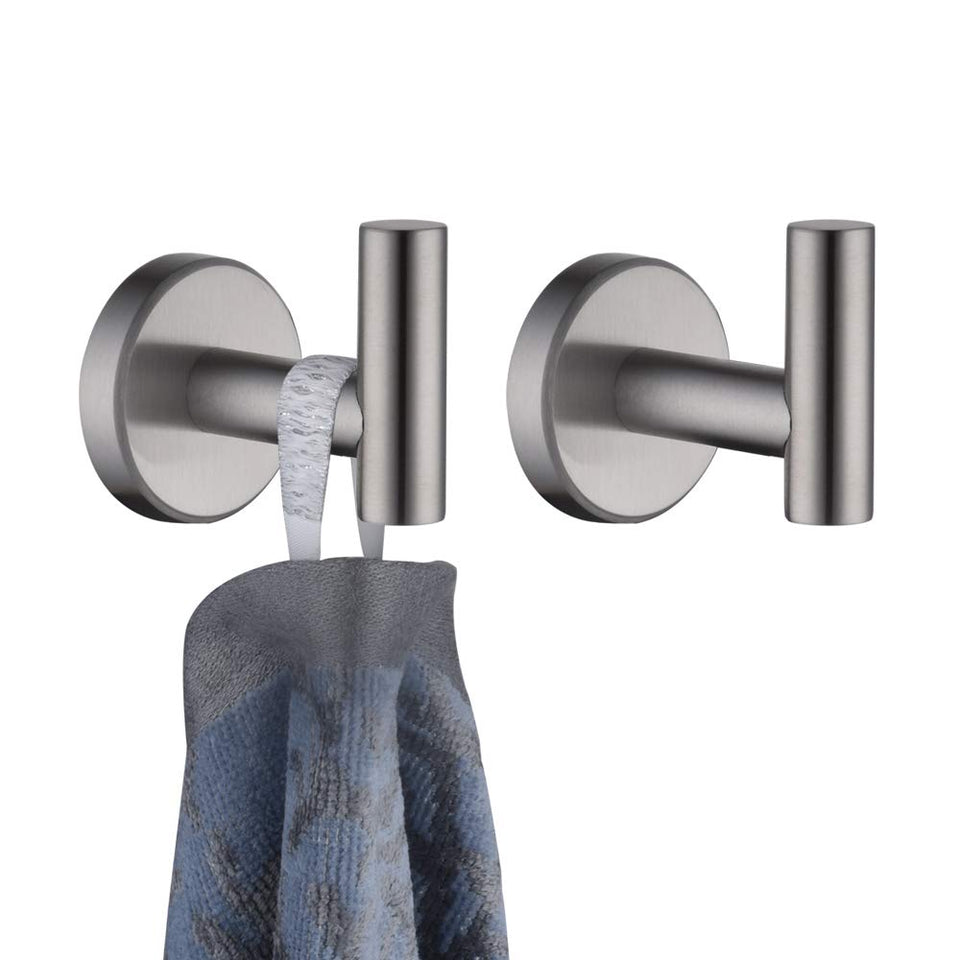 JQK TH100-BN-P2 brushed bathroom towel hook on wall for organized towels