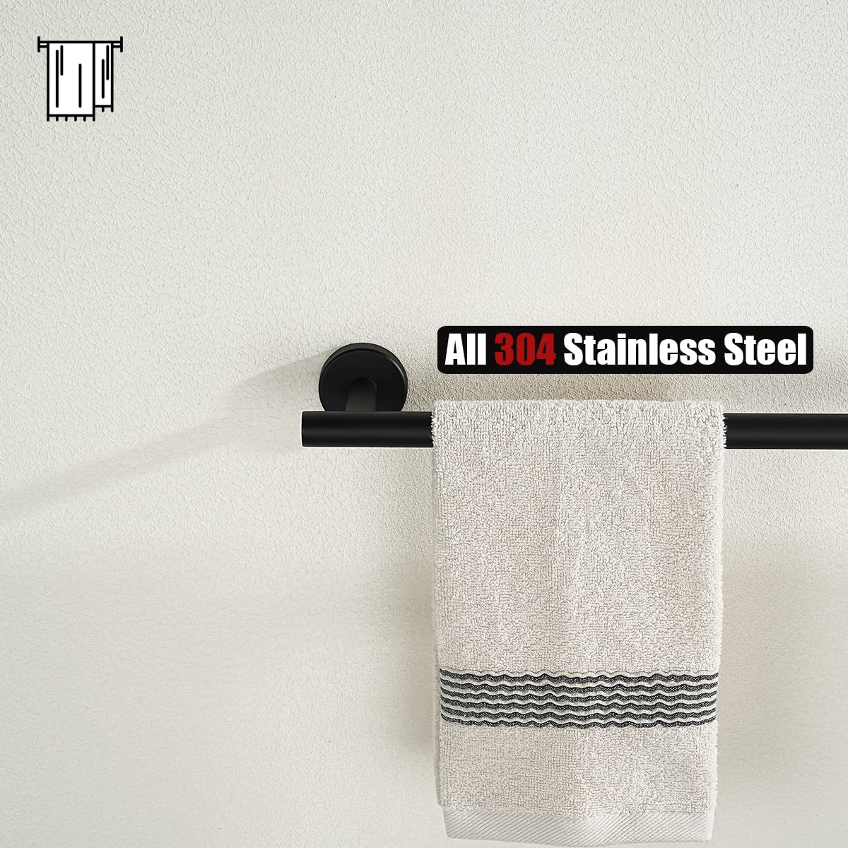 JQK black towel bar assembly hardware included for simple setup