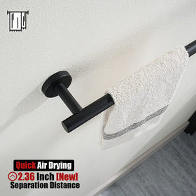JQK black towel bar 2.4-inch gap promotes quick drying