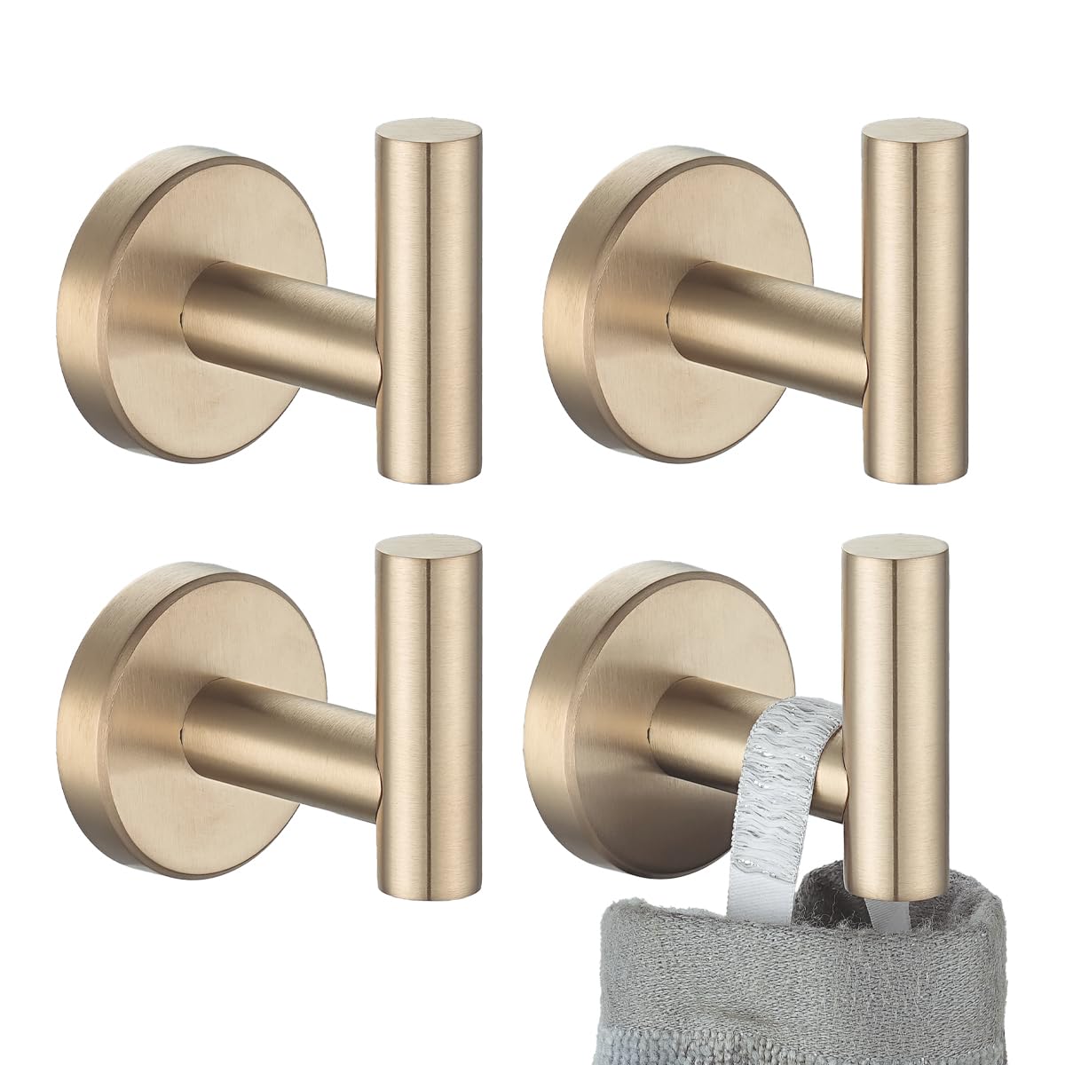 JQK champagne bronze towel hook, front view, durable SUS 304 steel for long-lasting bathroom use