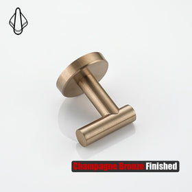 JQK champagne bronze towel hook mounted in bathroom, example use with robes