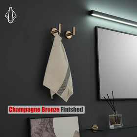 JQK champagne bronze towel hook mounted in bathroom, fits face cloths and towels