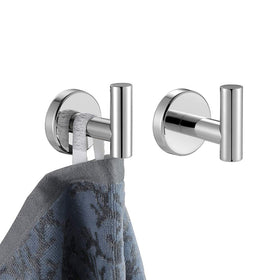 JQK chrome towel hook pack of 2 on wall for organized bathrooms.