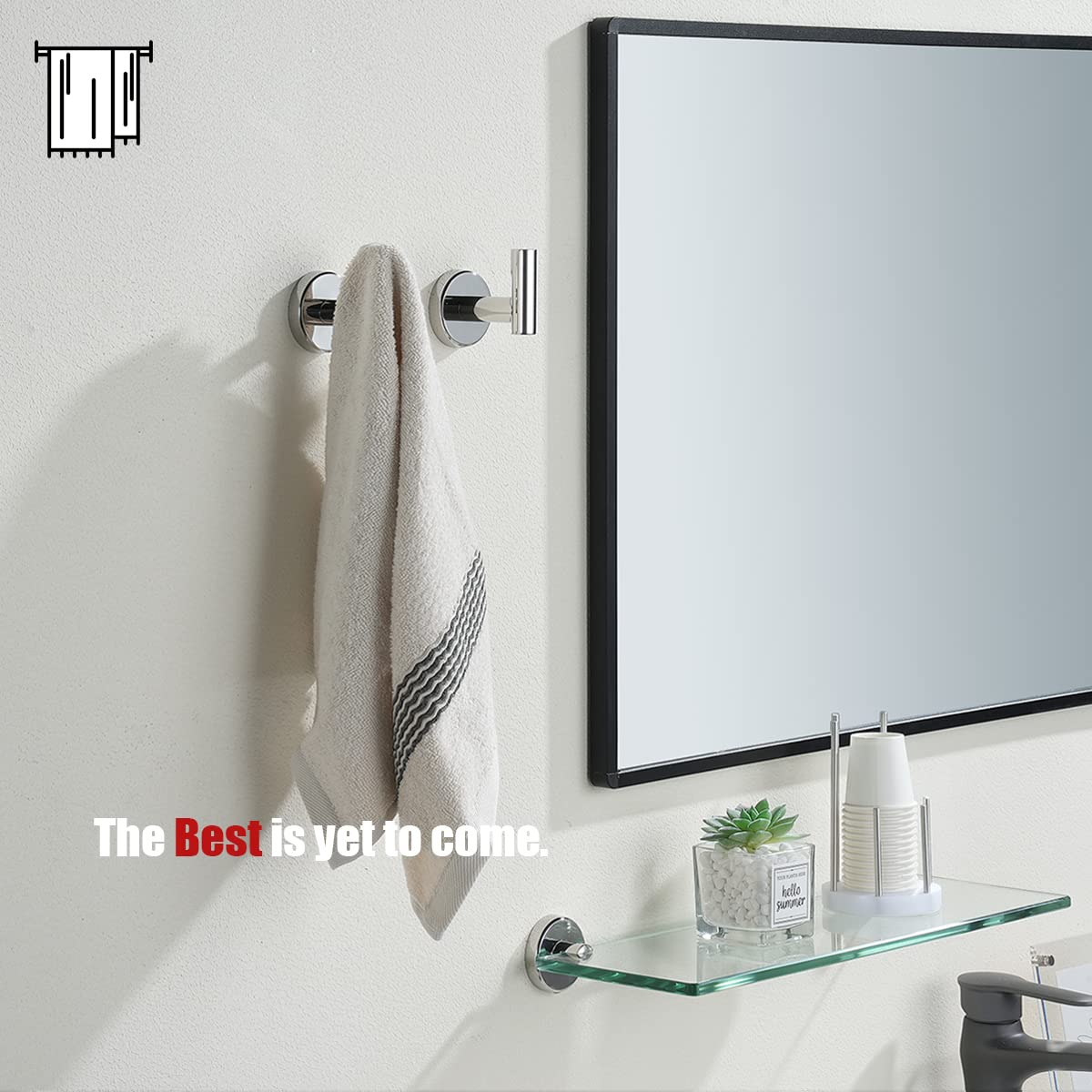 Wall installation with concealed screws and polished chrome finish.