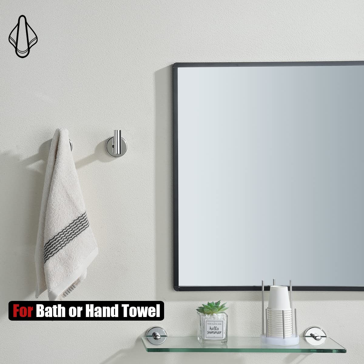 Concealed screws create a clean, horizontal line on wall.