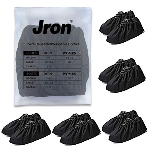 Jron five-pair reusable shoe covers with anti-slip sole for contractor use