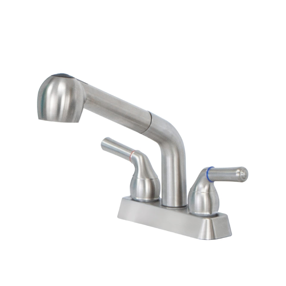 JS Jackson Supplies dual-handle pull-out faucet in chrome finish for easy temperature control