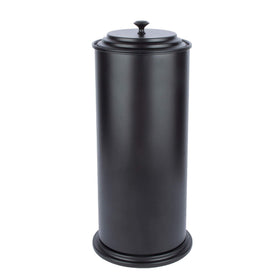 JS Jackson Supplies free-standing toilet paper holder matte black with dry, accessible rolls.
