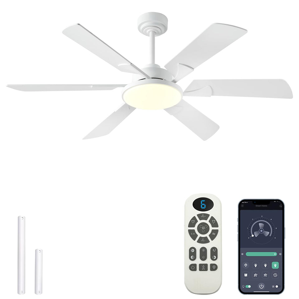 JSAITEE 52-inch ceiling fan with light for living rooms, remote ready