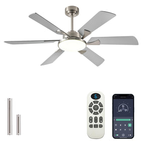 JSAITEE 52-inch low-profile front view with a sleek nickel finish, ideal for modern living spaces.