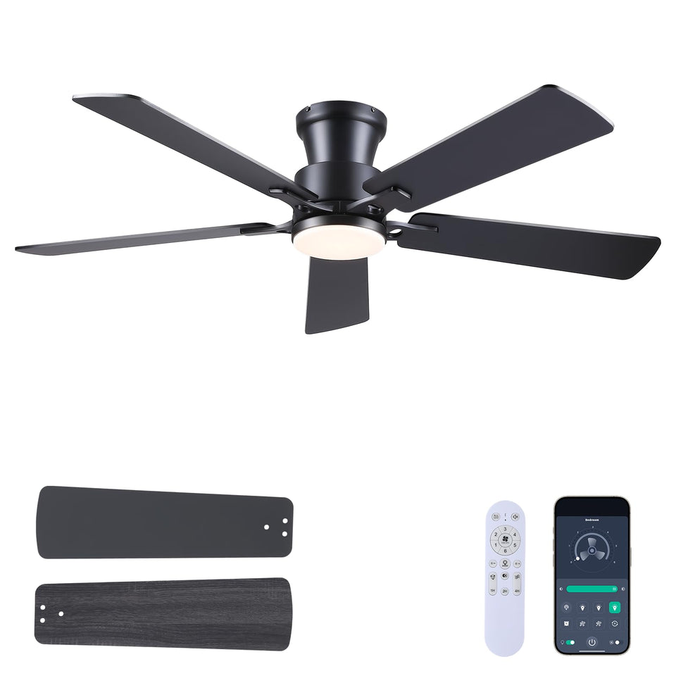 JSAITEE ceiling fan with light and remote control for easy operation