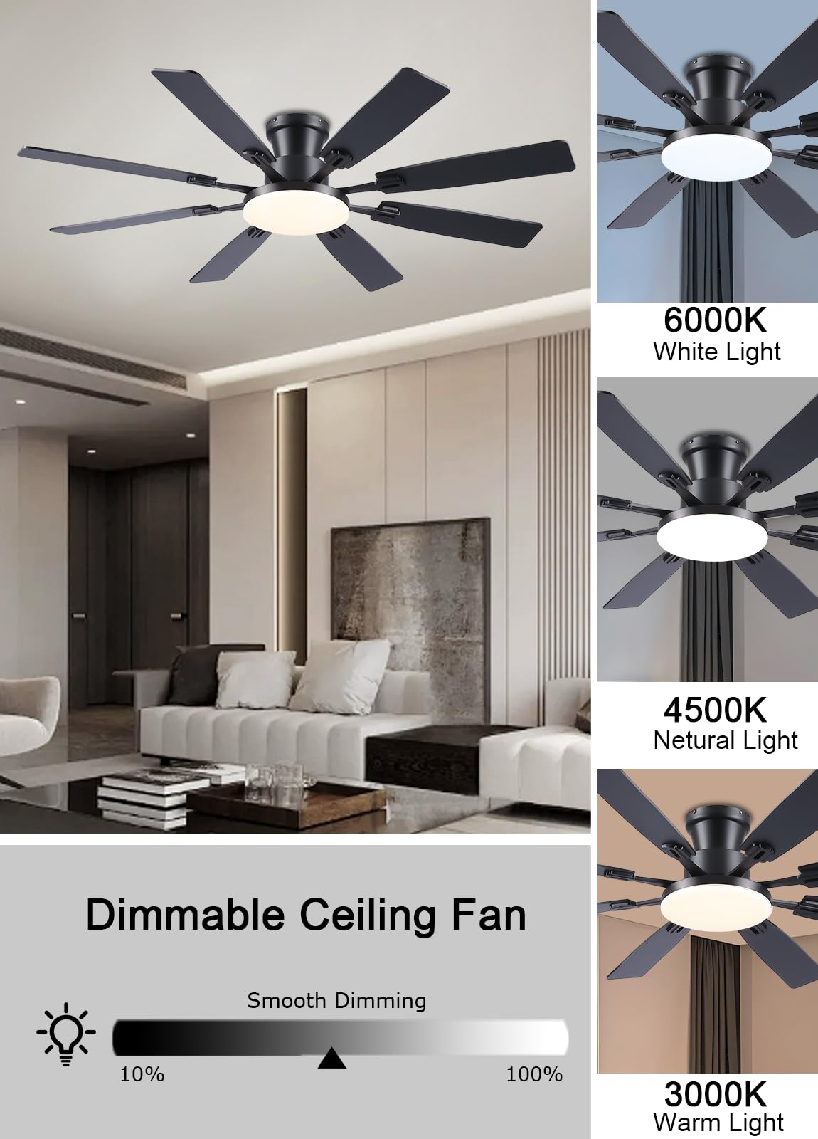 JSAITEE dual-finish blades add stylish accent to decor.
