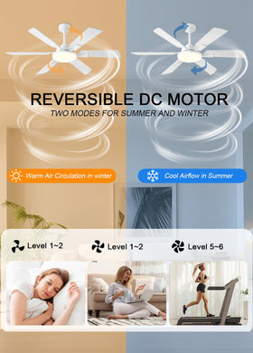 JSAITEE low-profile white ceiling fan suited for modern bedrooms