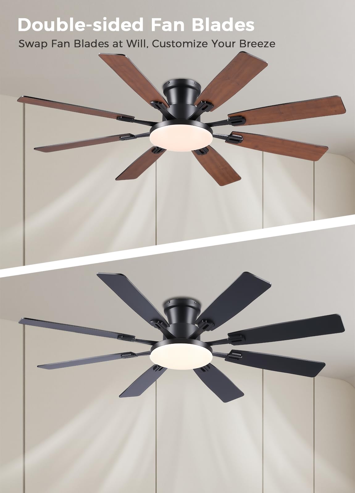 JSAITEE remote-controlled brown ceiling fan for convenient operation