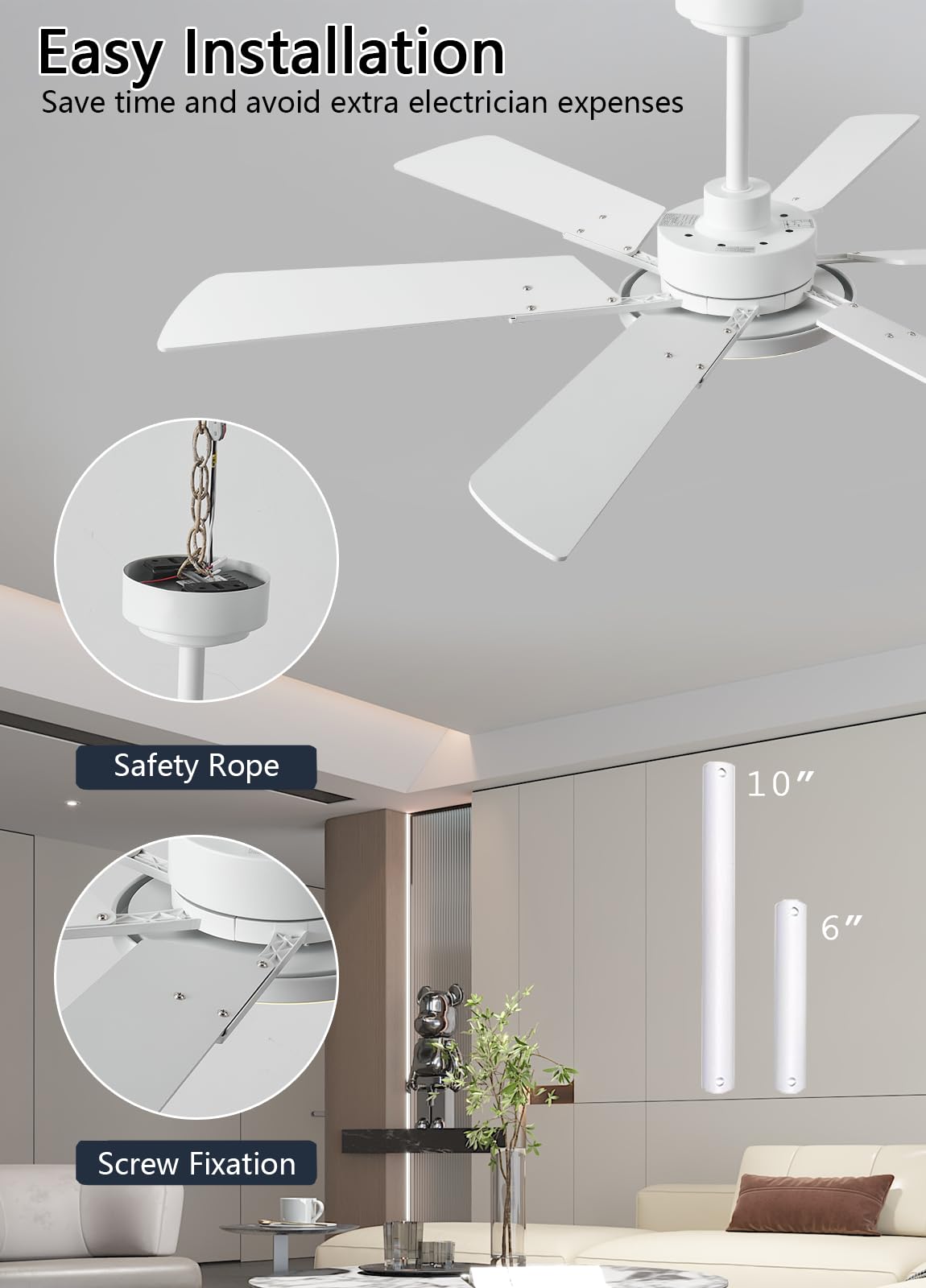 JSAITEE sturdy build and easy installation ceiling fan