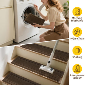 JSEI noise-reducing stair runners keep steps quieter during use.