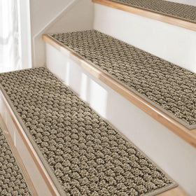 JSEI stair treads product shot, beige, 14-pack with non-slip stability