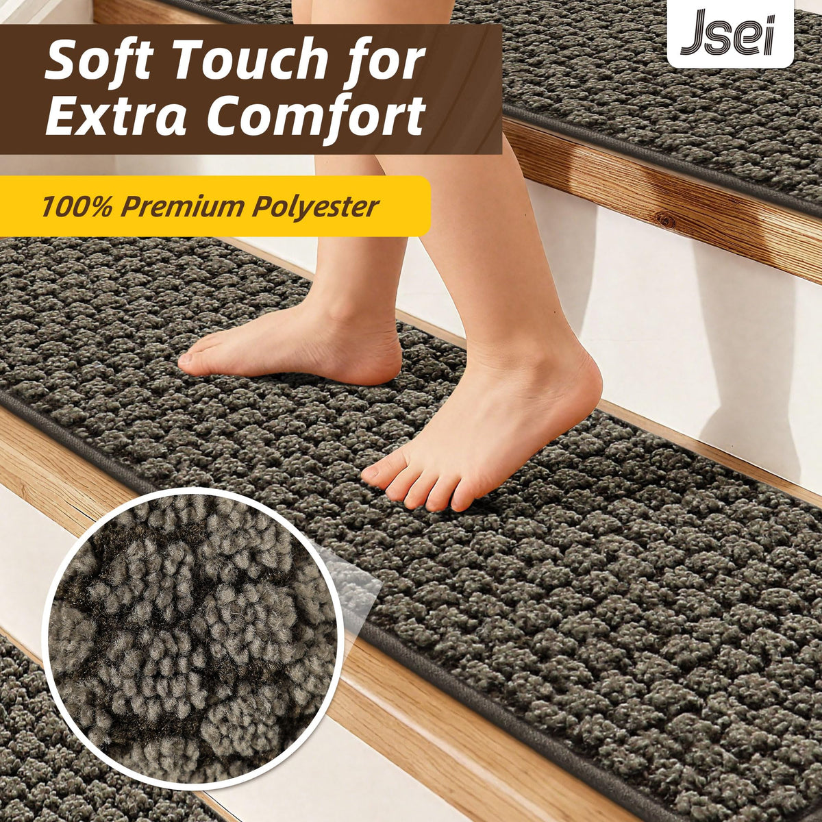 JSEI machine-washable treads keep stairs fresh with simple cleaning