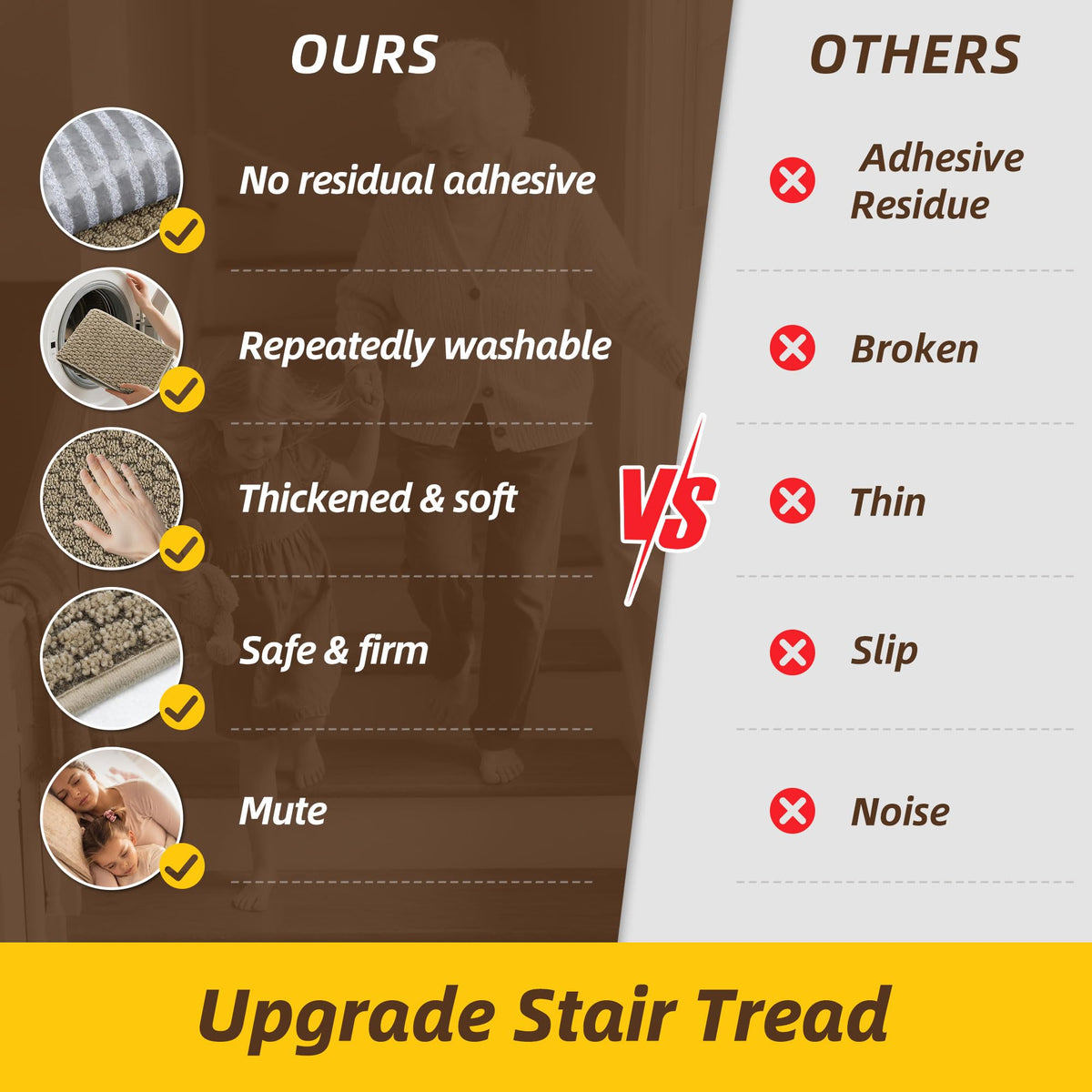 Residue-free material of JSEI stair treads protects floors