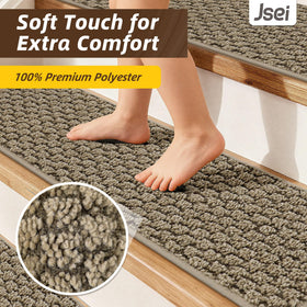 Soft polyester surface of JSEI stair treads for comfort