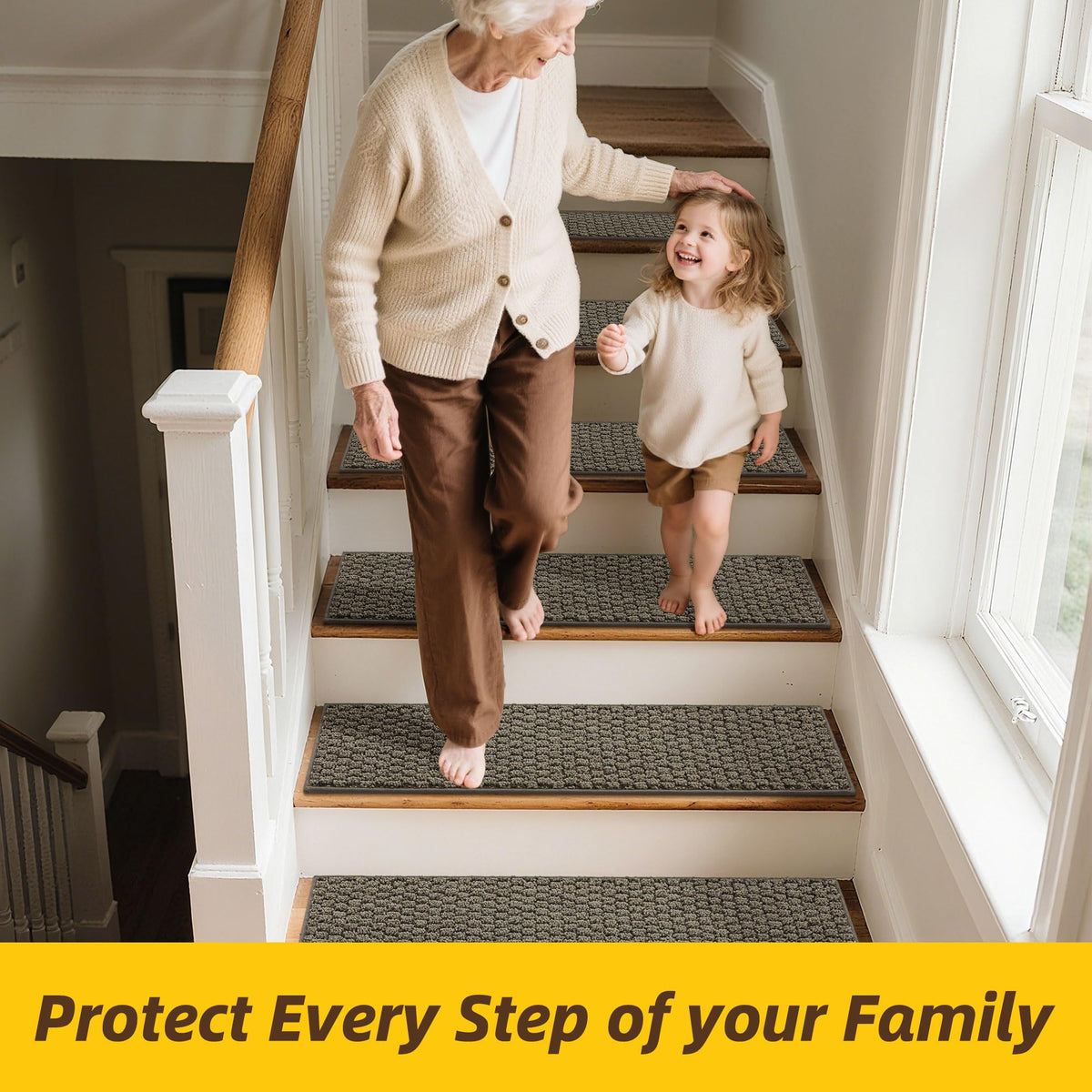 JSEI greyish-brown color blends with many stair designs