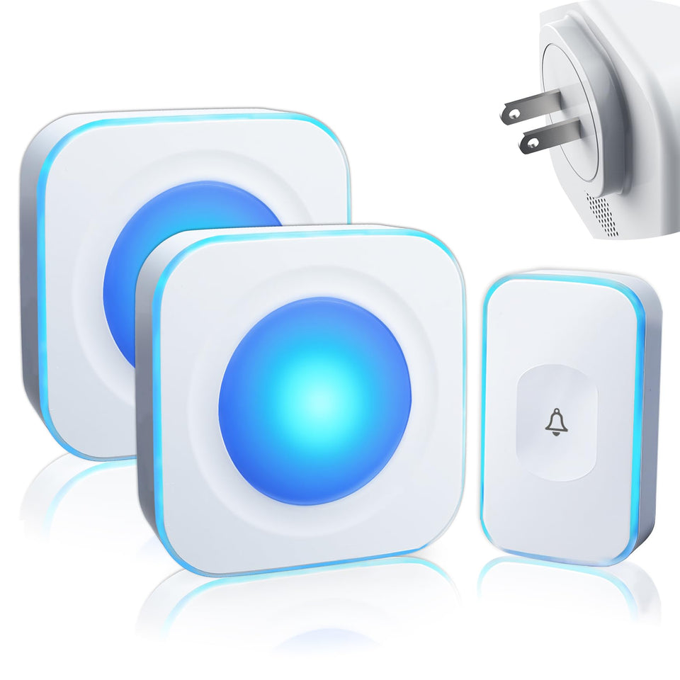 Jsieem wireless doorbell front view with sleek white design and reliable alert range.