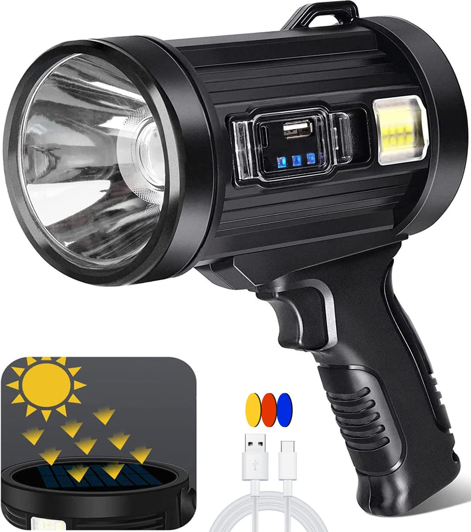 JSKNB Spotlight front view shows a bright beam for outdoor visibility in dark conditions.