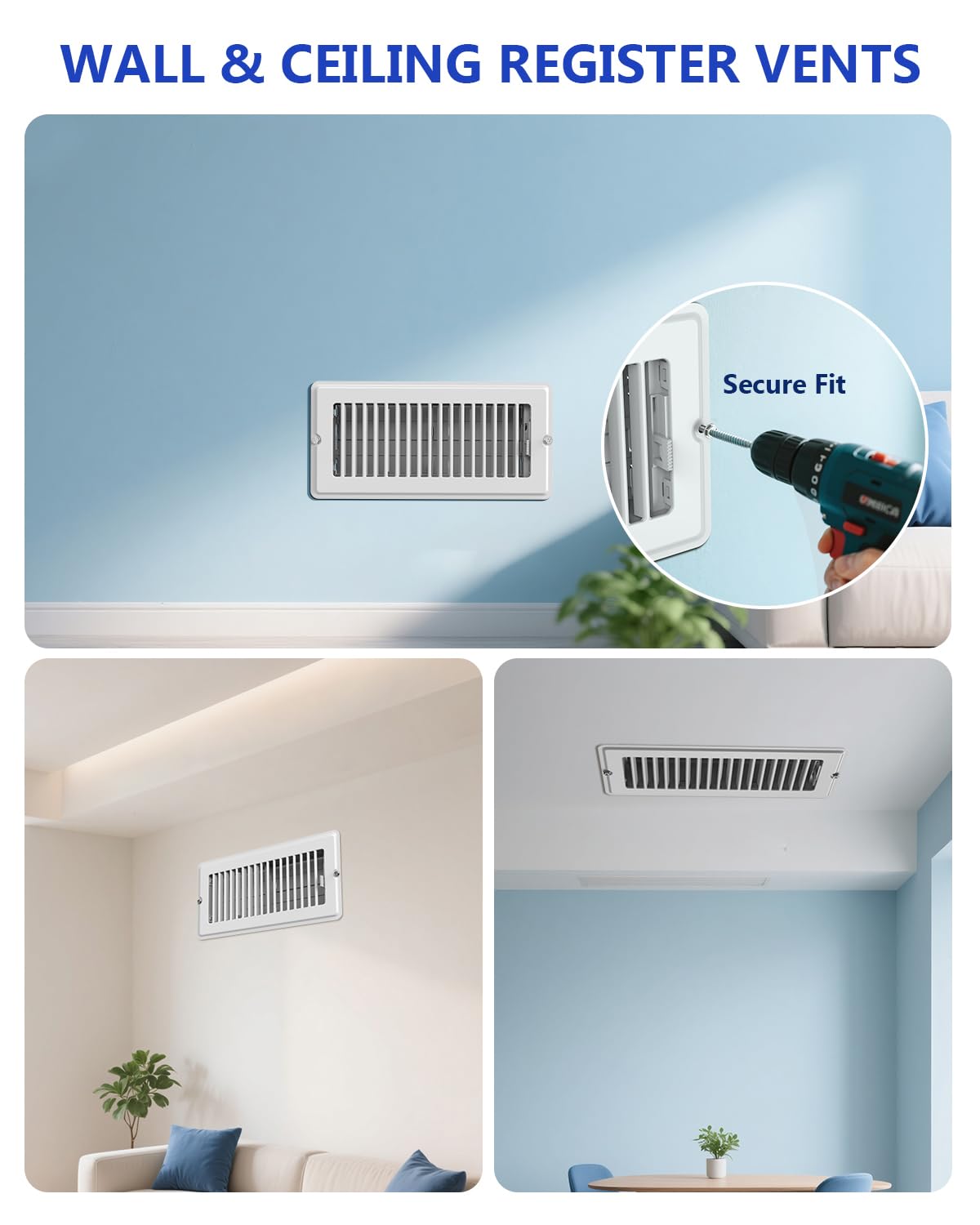 JSLIN low-profile white vent blends with decor and cleans quickly.