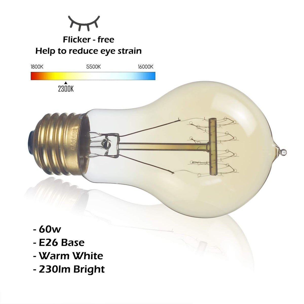 Jslinter 60W amber glass bulb offering soft glow for intimate spaces