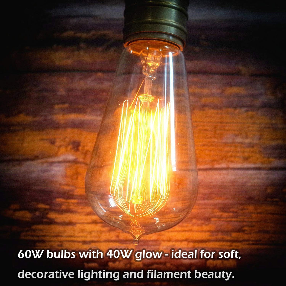 Jslinter Edison bulb teardrop clear glass reveals vintage filament details.