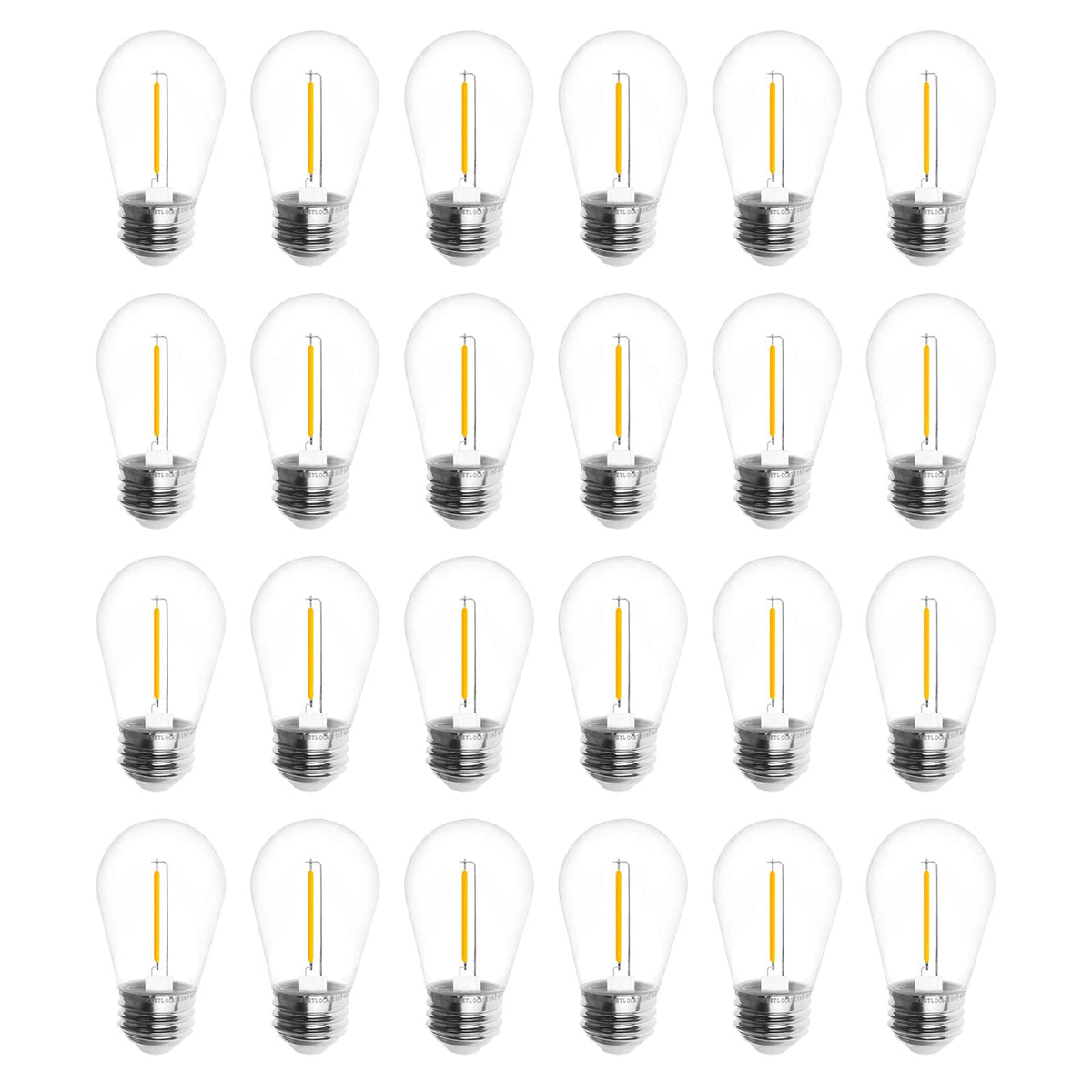 Jslinter S14 daylight bulb closeup showing 5000K glow for outdoor ambiance.