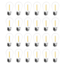 Jslinter S14 daylight bulb closeup showing 5000K glow for outdoor ambiance.